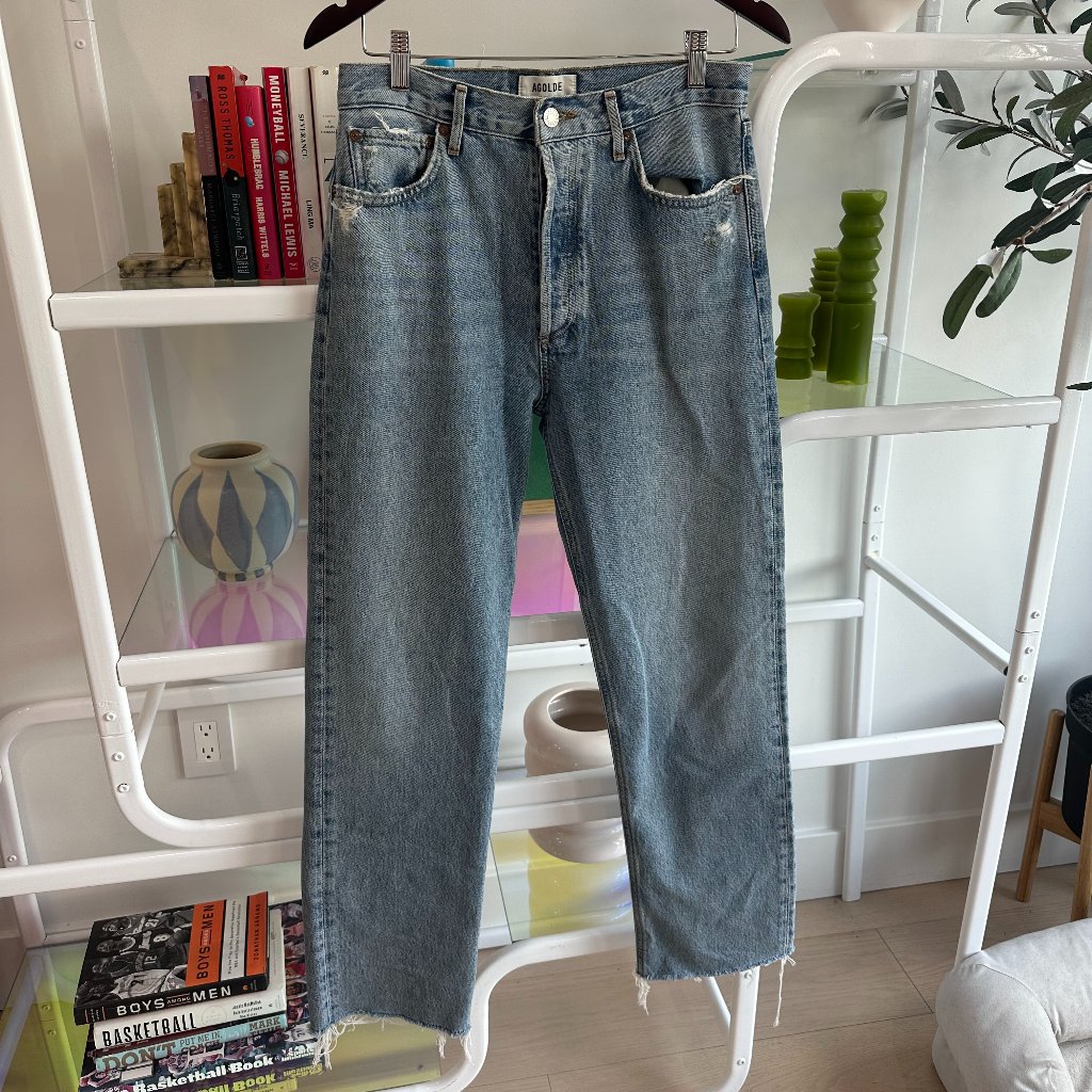 Agolde Straight Leg Jeans In Light Blue Wash